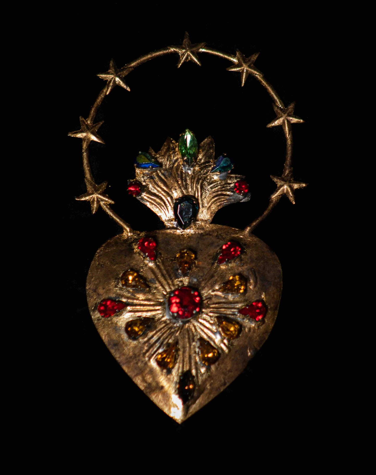 Dassios Handmade Brooch Dassios Gilded Gold Leaf & Crystals