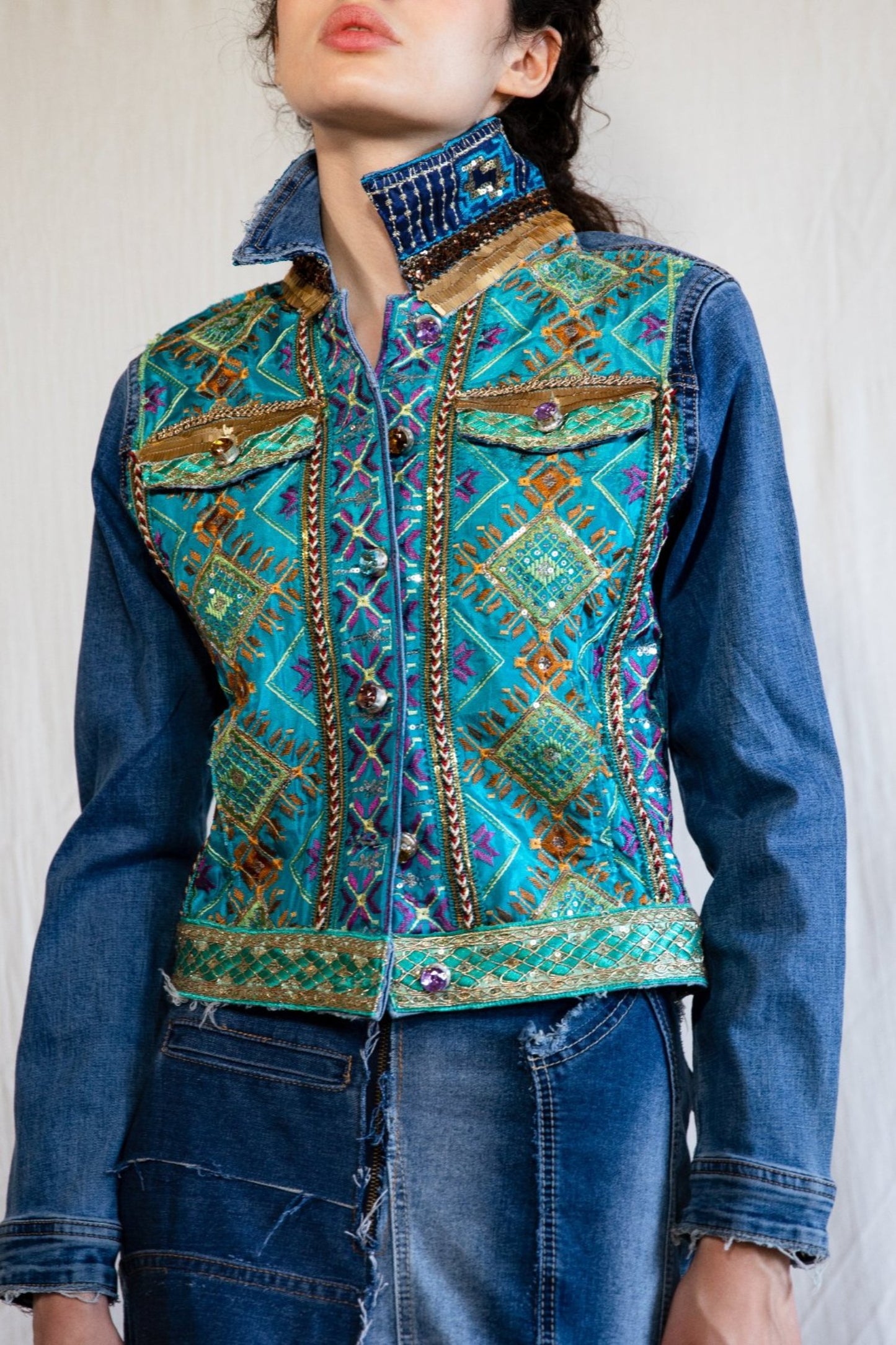 Denim jacket fully embroidered