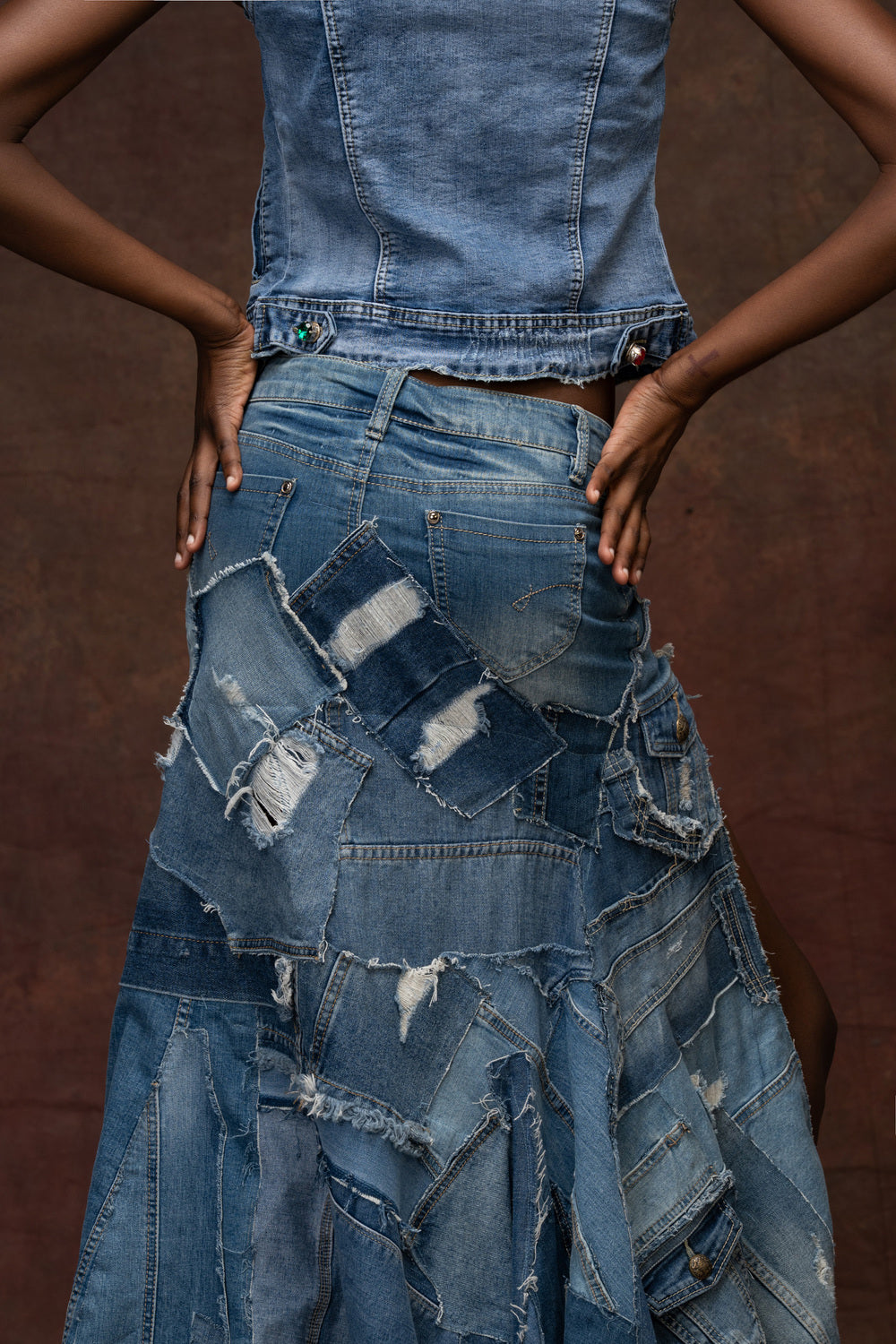 Embroidered Denim Vest