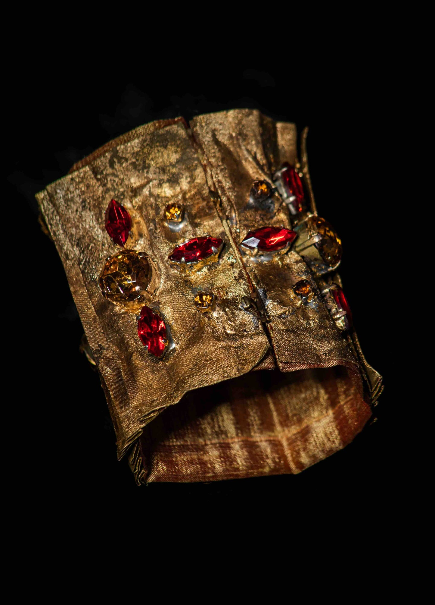 Dassios Handmade Manchete with Gilded Gold Leaf & Crystals