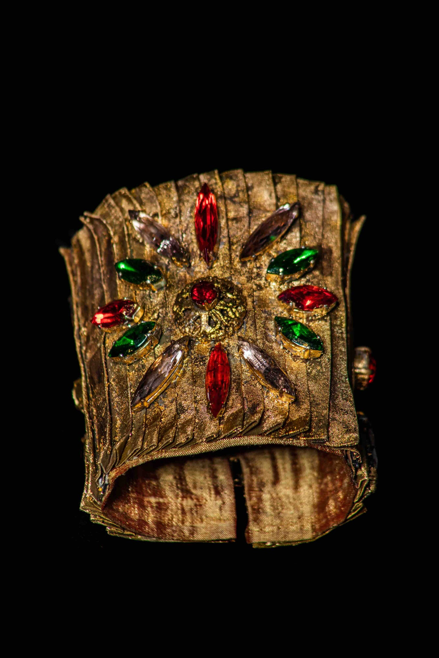 Dassios Handmade Manchete with Gilded Gold Leaf & Crystals