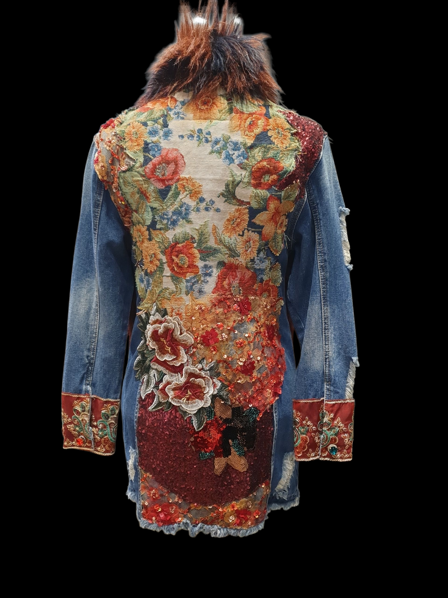 Unique denim with faux fur