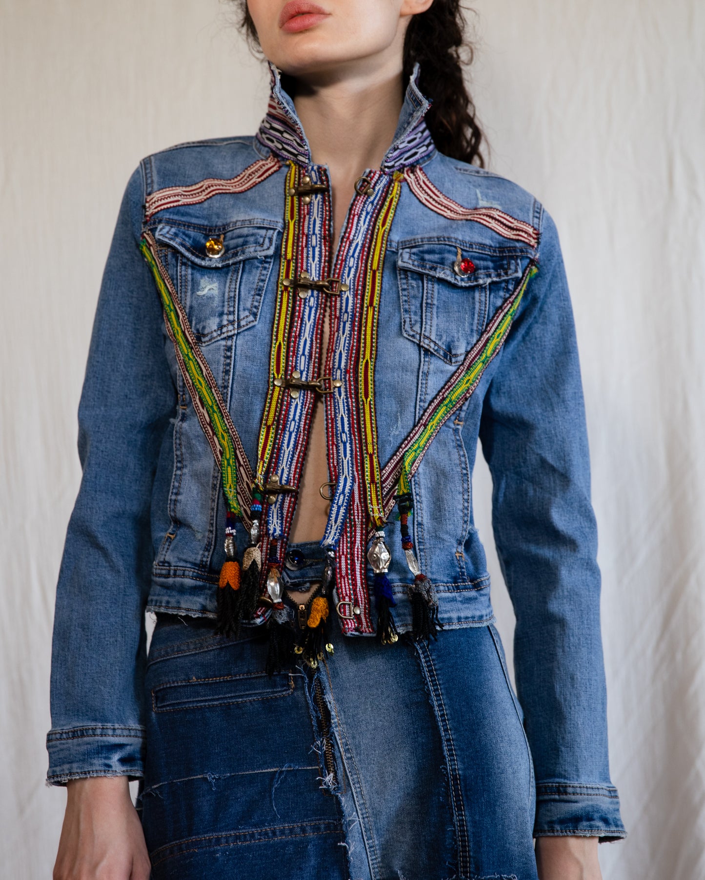 B.11 Denim jacket with unique colorful trims