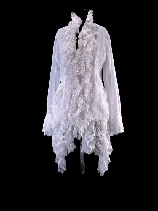 White Ruffle Shirt Dress