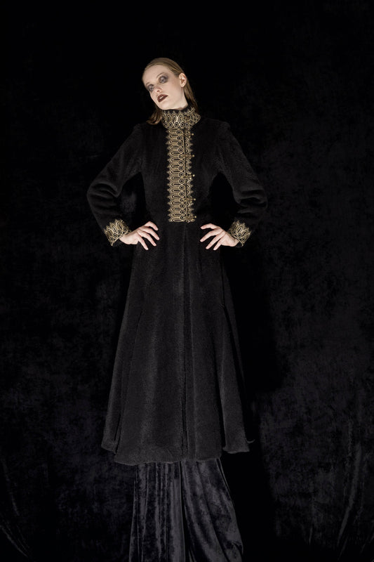 B.315 Black velvet coat with golden embroideries