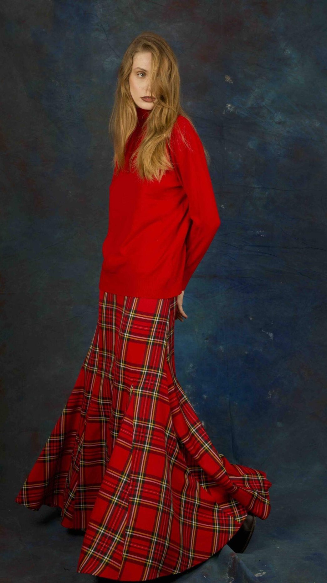 SK.01 Red wool tartan skirt