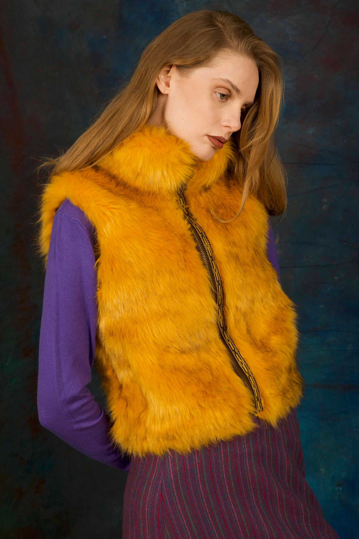 B.301 Yellow wolf fur vest