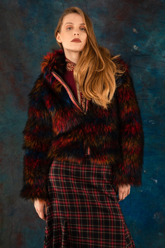 B.303 Multicolored wool fur jacket