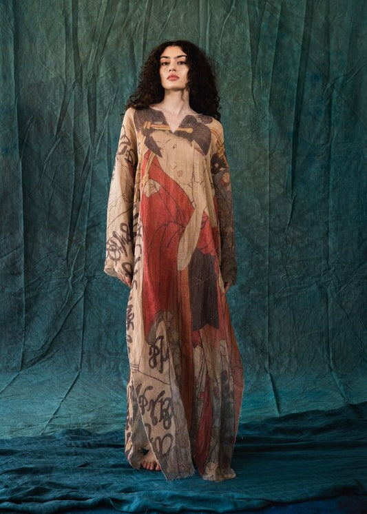 Red caftan - dress inspired by Greek painters