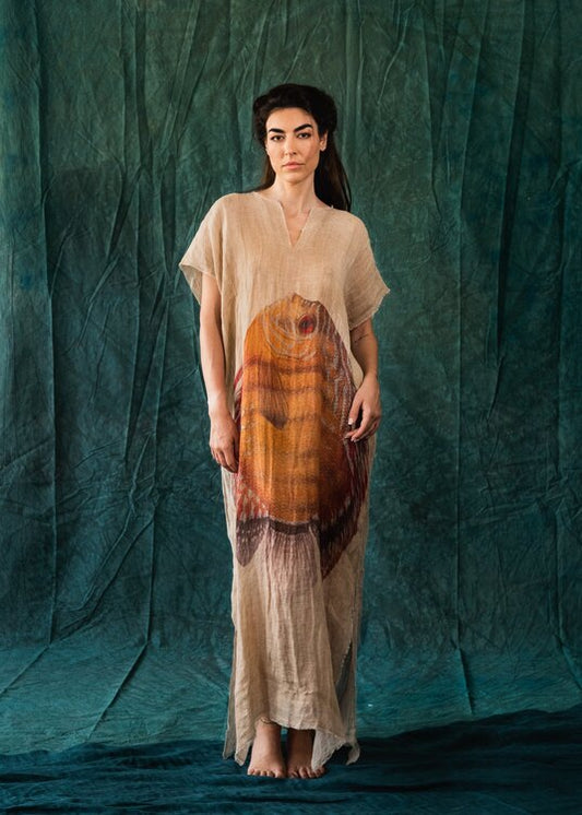 The fish caftan - dress Inspired by a work of a Greek painter