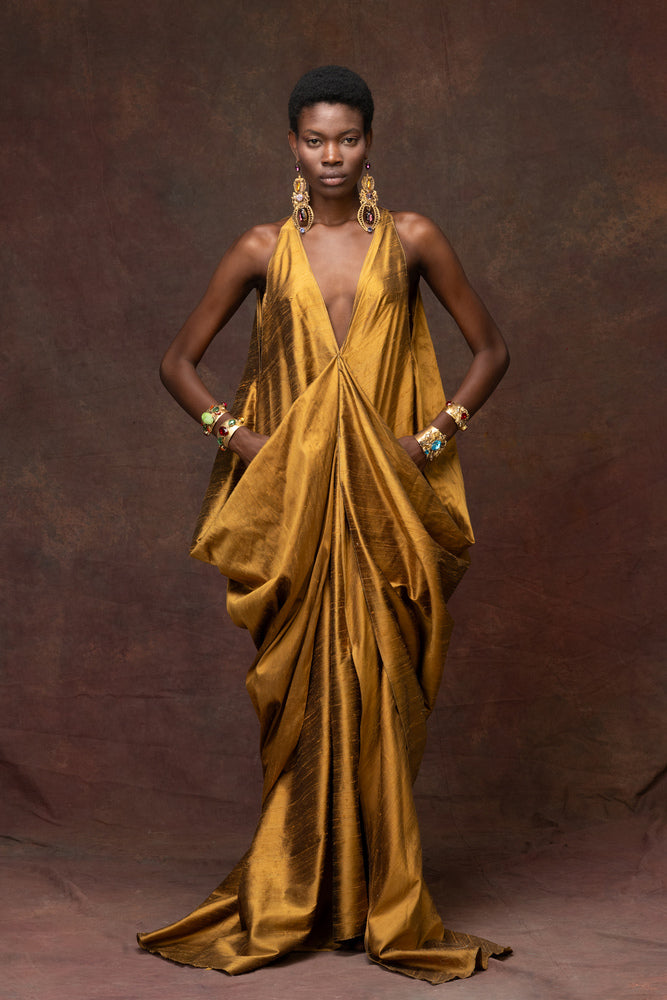 Soie Sauvage Bronzed Gold Maxi Dress