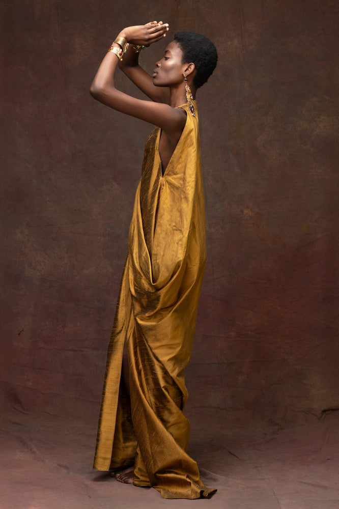 Soie Sauvage Bronzed Gold Maxi Dress