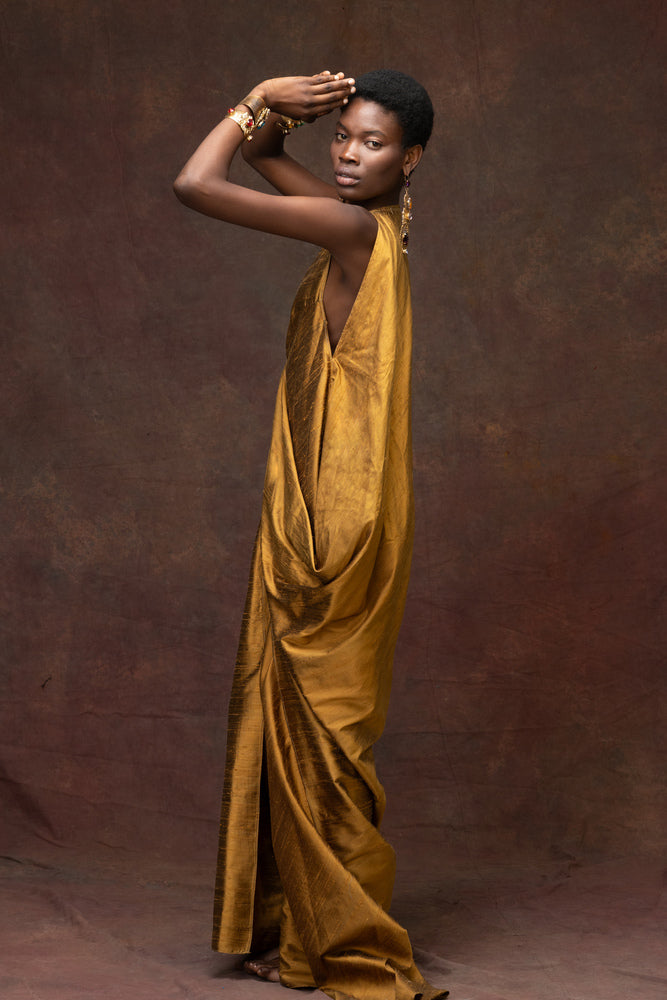 Soie Sauvage Bronzed Gold Maxi Dress