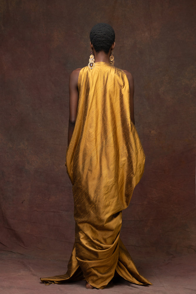 Soie Sauvage Bronzed Gold Maxi Dress