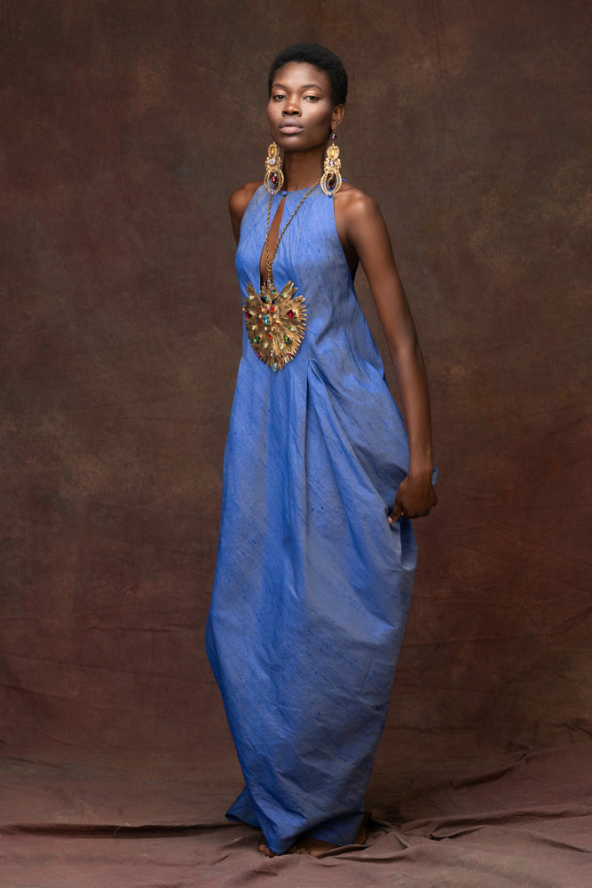 Azzure Blue Soie Sauvage Dress