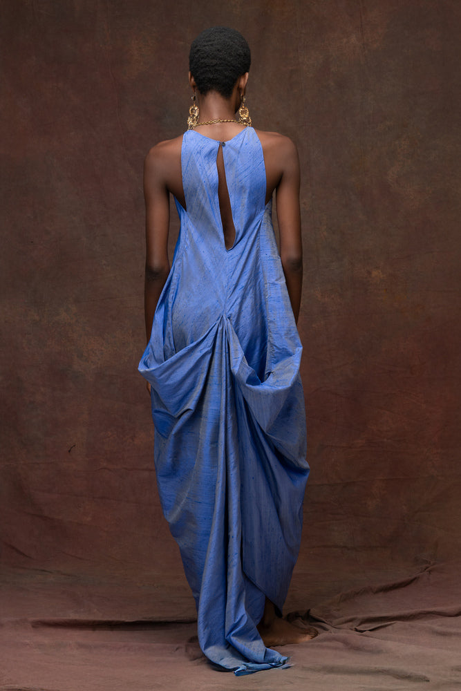 Azzure Blue Soie Sauvage Dress