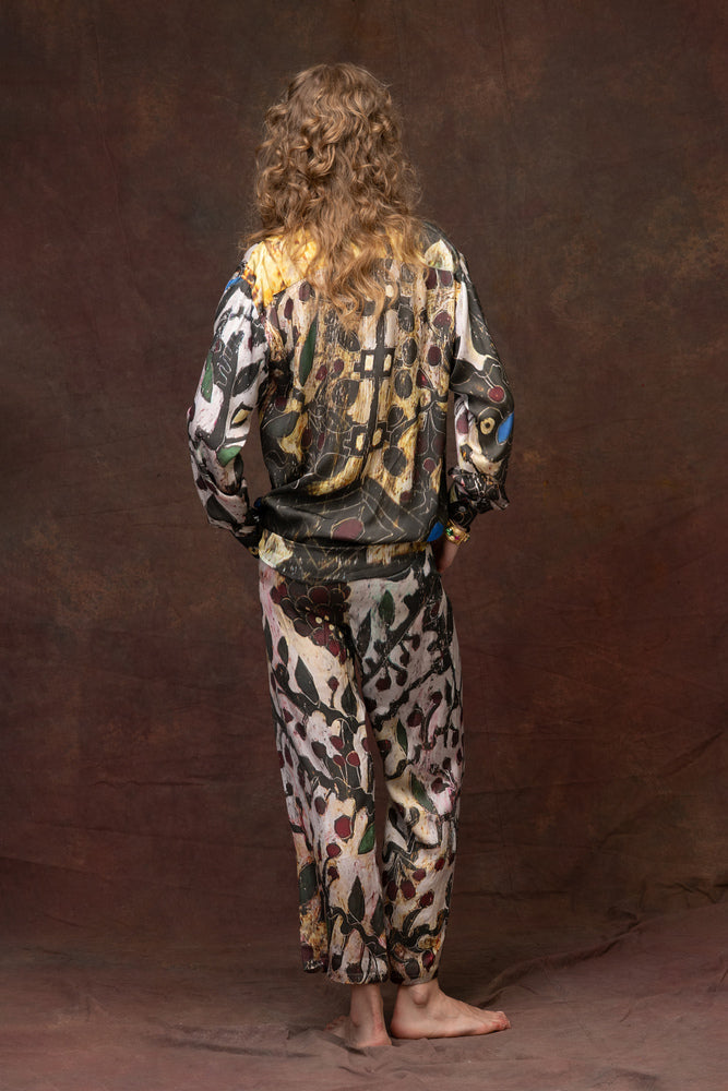 Silk high-waisted trouser