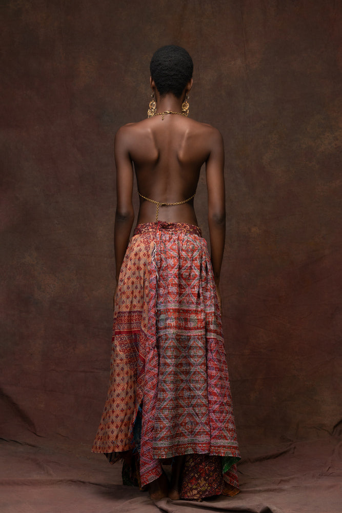 Unique Hand-Stitched Patchwork Maxi Skirt