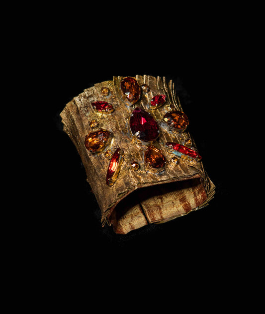 Dassios Handmade Manchete with  Gilded Gold Leaf & Crystals