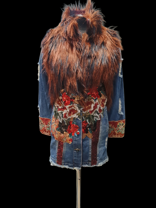 Unique denim with faux fur